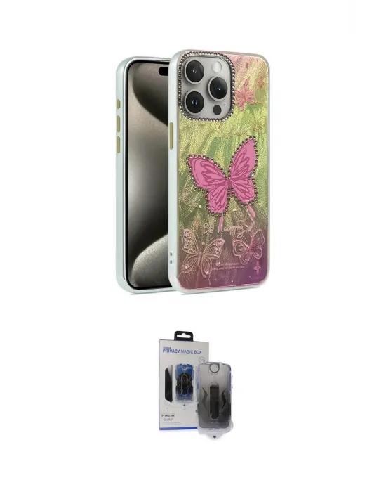 ieg™ iPhone 15 Pro Max Kılıf Zirve Modern Prime - Siyah Vanessa Magic Hayalet Cam