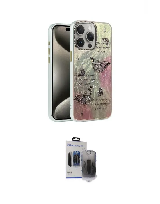 ieg™ iPhone 15 Pro Max Kılıf Zirve Modern Prime - Siyah Vanessa Magic Hayalet Cam