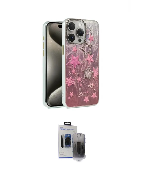 ieg™ iPhone 15 Pro Max Kılıf Zirve Modern Prime - Siyah Vanessa Magic Hayalet Cam