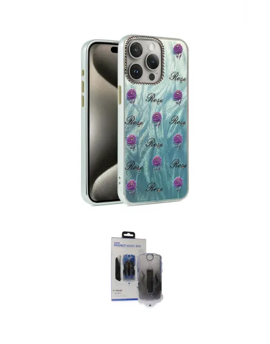 ieg™ iPhone 15 Pro Max Kılıf Zirve Modern Prime - Siyah Vanessa Magic Hayalet Cam