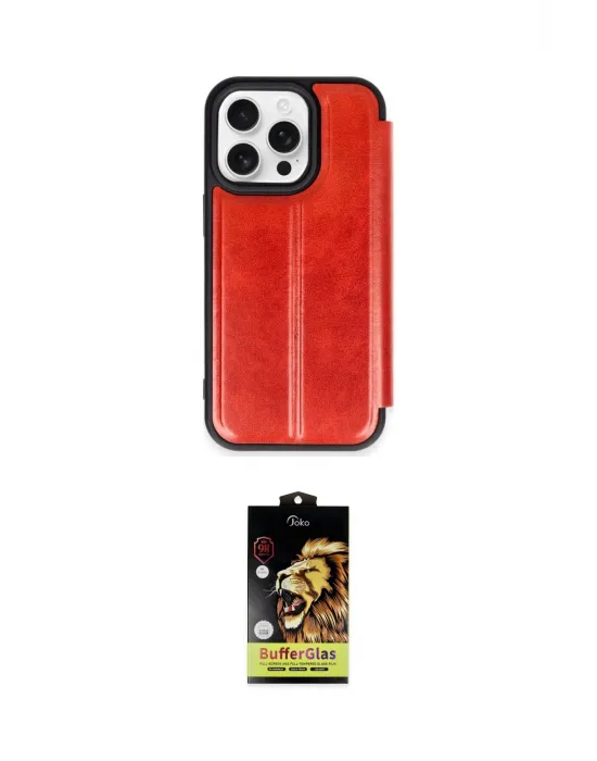 ieg™ iPhone 15 Pro Max Kılıf Zirve Yansıma Serisi - Siyah Buffer Cam Ekran Koruyucu