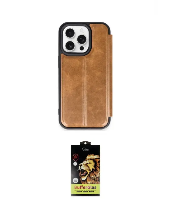 ieg™ iPhone 15 Pro Max Kılıf Zirve Yansıma Serisi - Siyah Buffer Cam Ekran Koruyucu