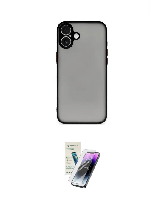 ieg™ iPhone 16 Kılıf Ahenk Çizgi Serisi - Şeffaf Pasifik Cam Ekran Koruyucu