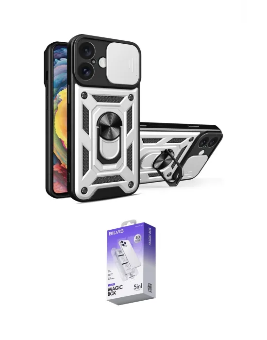 ieg™ iPhone 16 Kılıf Ahenk Klasik - Siyah Bilvis 5in1 3D Magic Cam Ekran Koruyucu