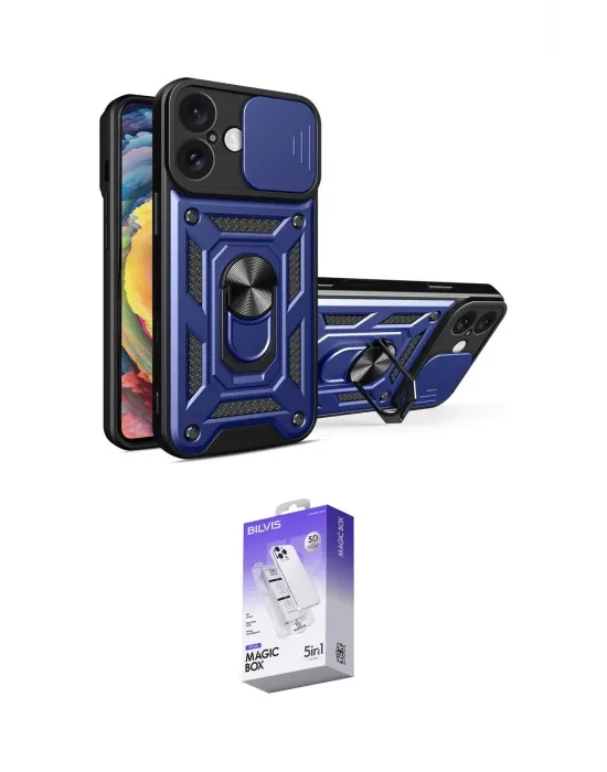 ieg™ iPhone 16 Kılıf Ahenk Klasik - Siyah Bilvis 5in1 3D Magic Cam Ekran Koruyucu