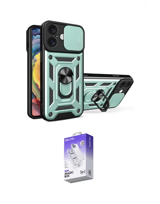 ieg™ iPhone 16 Kılıf Ahenk Klasik - Siyah Bilvis 5in1 3D Magic Cam Ekran Koruyucu