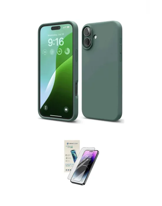 ieg™ iPhone 16 Kılıf Ahenk Serisi - Şeffaf Pasifik Cam Ekran Koruyucu