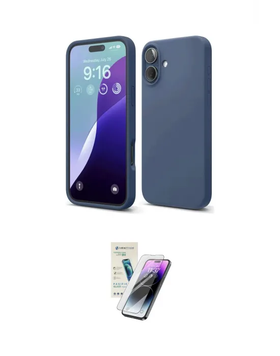 ieg™ iPhone 16 Kılıf Ahenk Serisi - Şeffaf Pasifik Cam Ekran Koruyucu