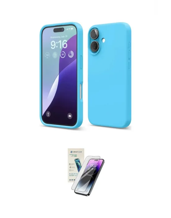 ieg™ iPhone 16 Kılıf Ahenk Serisi - Şeffaf Pasifik Cam Ekran Koruyucu
