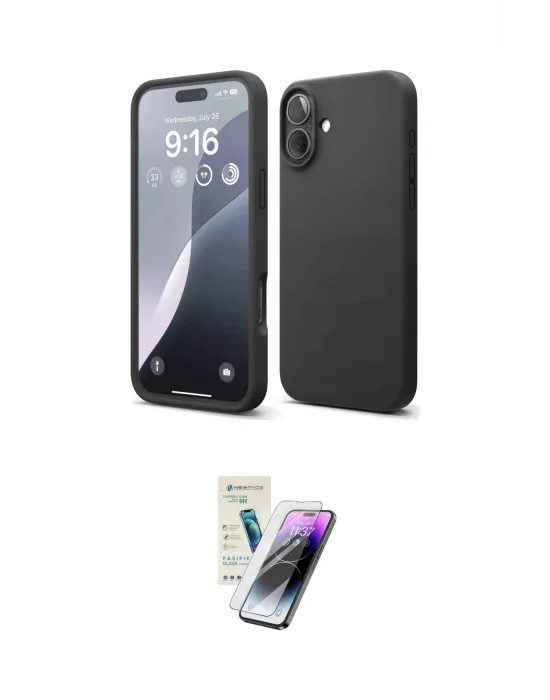 ieg™ iPhone 16 Kılıf Ahenk Serisi - Şeffaf Pasifik Cam Ekran Koruyucu