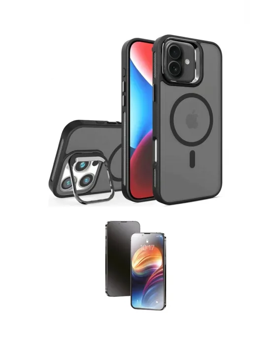 ieg™ iPhone 16 Kılıf Akış Form - Siyah 3D Antistatik Mat Seramik Nano Ekran Koruyucu