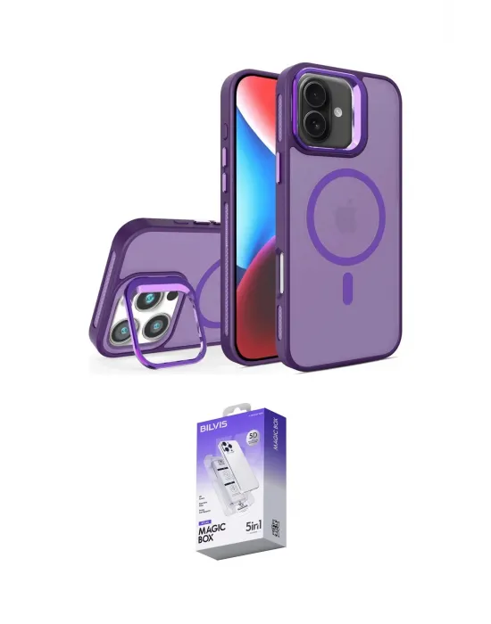 ieg™ iPhone 16 Kılıf Akış Form - Siyah Bilvis 5in1 3D Magic Cam Ekran Koruyucu