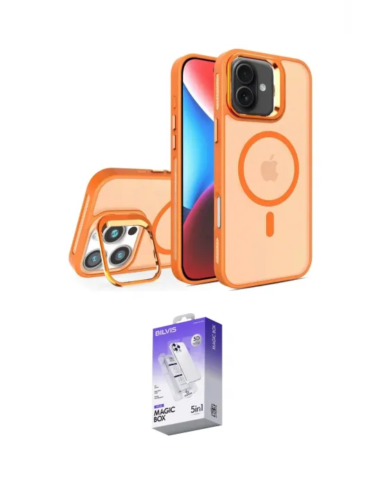 ieg™ iPhone 16 Kılıf Akış Form - Siyah Bilvis 5in1 3D Magic Cam Ekran Koruyucu