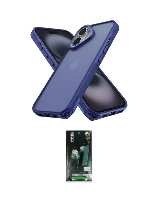 ieg™ iPhone 16 Kılıf Atlas Form - Siyah 360 Mat Full Body Arka Koruyucu