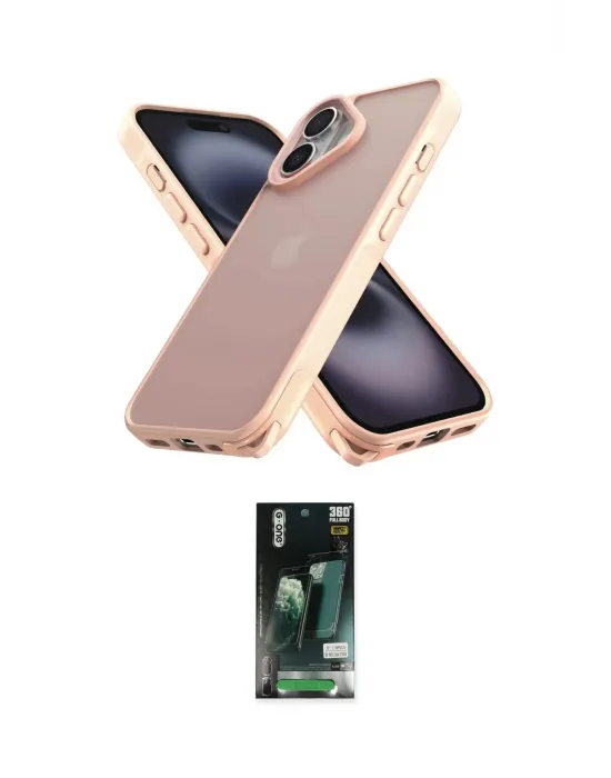 ieg™ iPhone 16 Kılıf Atlas Form - Siyah 360 Mat Full Body Arka Koruyucu