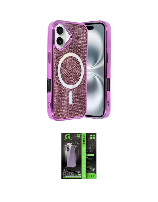 ieg™ iPhone 16 Kılıf Eksen Çizgi - Şeffaf 360 Full Body Arka Koruyucu