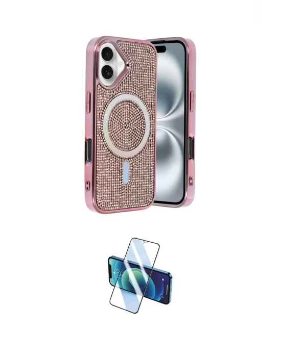 ieg™ iPhone 16 Kılıf Eksen Çizgi - Siyah 3D Antistatik Seramik Nano Ekran Koruyucu