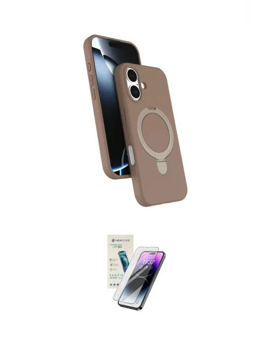 ieg™ iPhone 16 Kılıf İz Işık Koleksiyonu - Şeffaf Pasifik Cam Ekran Koruyucu