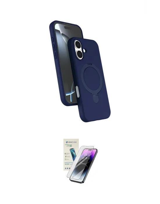 ieg™ iPhone 16 Kılıf İz Işık Koleksiyonu - Şeffaf Pasifik Cam Ekran Koruyucu
