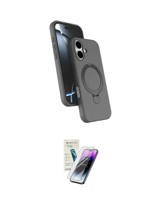 ieg™ iPhone 16 Kılıf İz Işık Koleksiyonu - Şeffaf Pasifik Cam Ekran Koruyucu