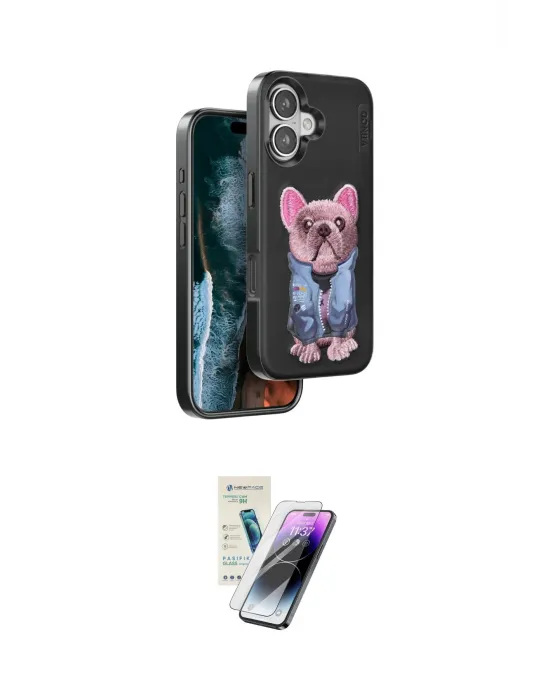 ieg™ iPhone 16 Kılıf İz Minimal Koleksiyonu - Şeffaf Pasifik Cam Ekran Koruyucu