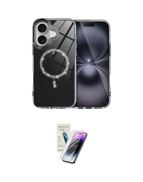 ieg™ iPhone 16 Kılıf Kıvılcım Form Prime - Şeffaf Pasifik Cam Ekran Koruyucu