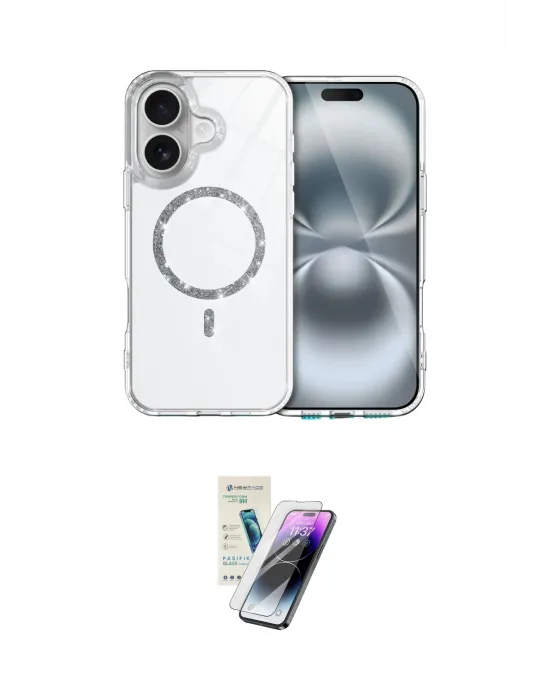 ieg™ iPhone 16 Kılıf Kıvılcım Form Prime - Şeffaf Pasifik Cam Ekran Koruyucu