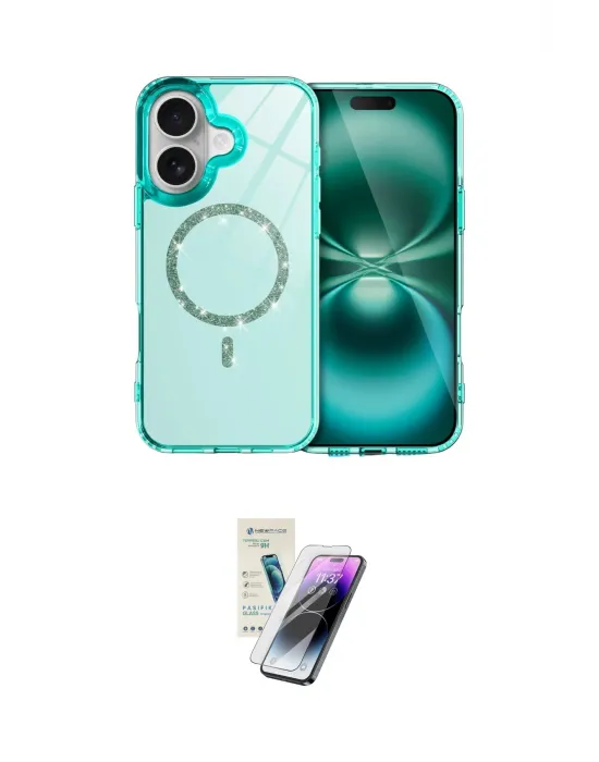 ieg™ iPhone 16 Kılıf Kıvılcım Form Prime - Şeffaf Pasifik Cam Ekran Koruyucu