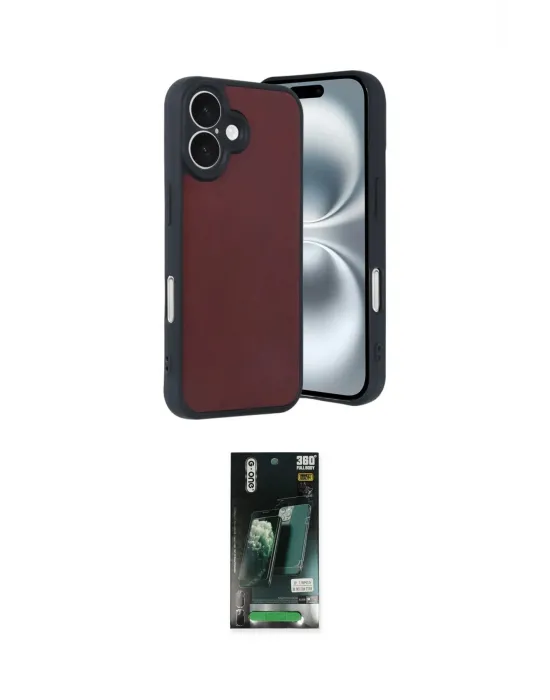 ieg™ iPhone 16 Kılıf Kıvılcım Işık Serisi - Siyah 360 Mat Full Body Arka Koruyucu