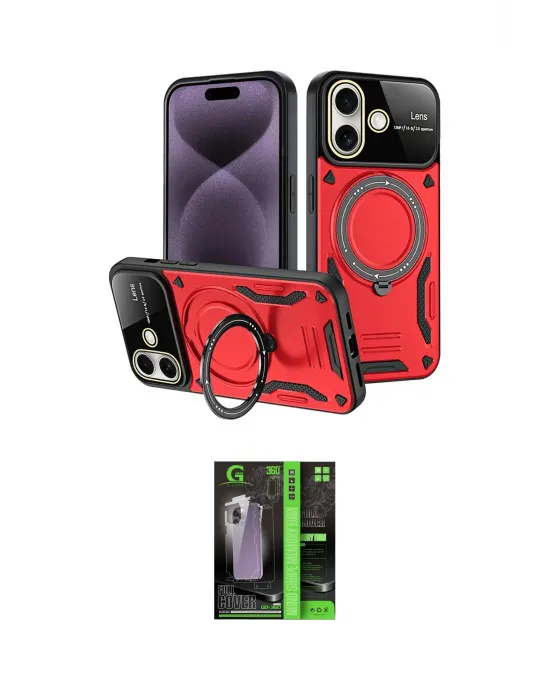 ieg™ iPhone 16 Kılıf Kıvılcım Modern Serisi - Şeffaf 360 Full Body Arka Koruyucu