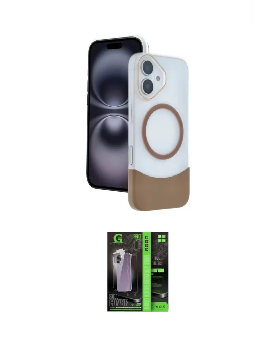 ieg™ iPhone 16 Kılıf Kozmos Form Özel Seri - Şeffaf 360 Full Body Arka Koruyucu