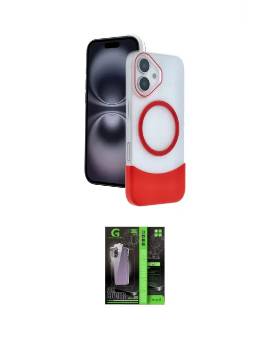 ieg™ iPhone 16 Kılıf Kozmos Form Özel Seri - Şeffaf 360 Full Body Arka Koruyucu