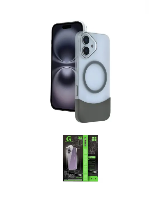 ieg™ iPhone 16 Kılıf Kozmos Form Özel Seri - Şeffaf 360 Full Body Arka Koruyucu
