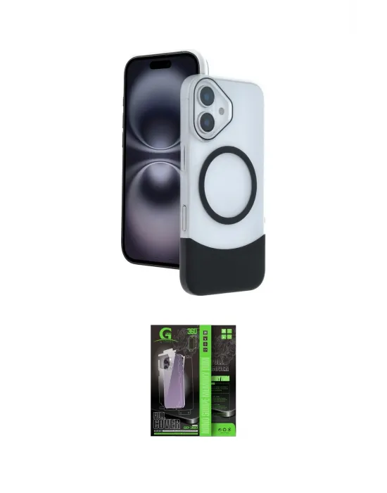 ieg™ iPhone 16 Kılıf Kozmos Form Özel Seri - Şeffaf 360 Full Body Arka Koruyucu