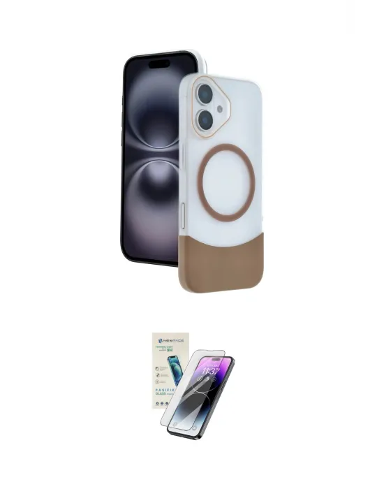 ieg™ iPhone 16 Kılıf Kozmos Form Özel Seri - Şeffaf Pasifik Cam Ekran Koruyucu