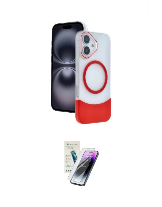 ieg™ iPhone 16 Kılıf Kozmos Form Özel Seri - Şeffaf Pasifik Cam Ekran Koruyucu