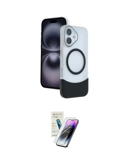 ieg™ iPhone 16 Kılıf Kozmos Form Özel Seri - Şeffaf Pasifik Cam Ekran Koruyucu