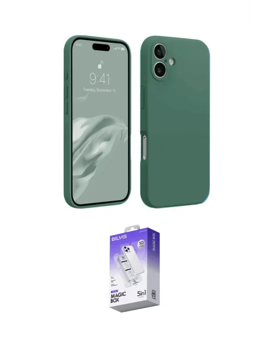 ieg™ iPhone 16 Kılıf Kozmos Yansıma Özel Seri - Siyah Bilvis 5in1 3D Magic Cam Ekran Koruyucu