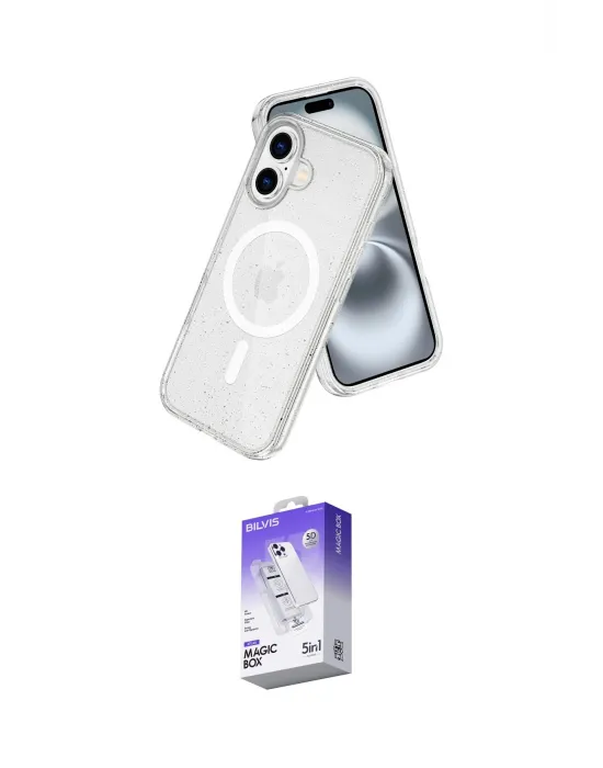 ieg™ iPhone 16 Kılıf Nova Asil Prime - Siyah Bilvis 5in1 3D Magic Cam Ekran Koruyucu