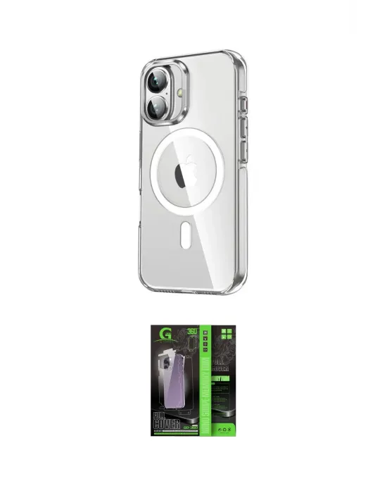 ieg™ iPhone 16 Kılıf Nova Doku - Şeffaf 360 Full Body Arka Koruyucu