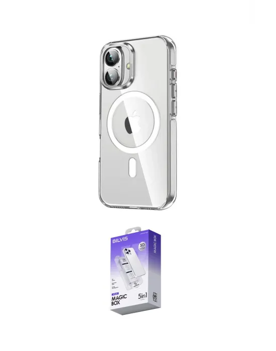 ieg™ iPhone 16 Kılıf Nova Doku - Siyah Bilvis 5in1 3D Magic Cam Ekran Koruyucu