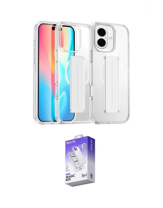 ieg™ iPhone 16 Kılıf Nova Işık Koleksiyonu - Siyah Bilvis 5in1 3D Magic Cam Ekran Koruyucu