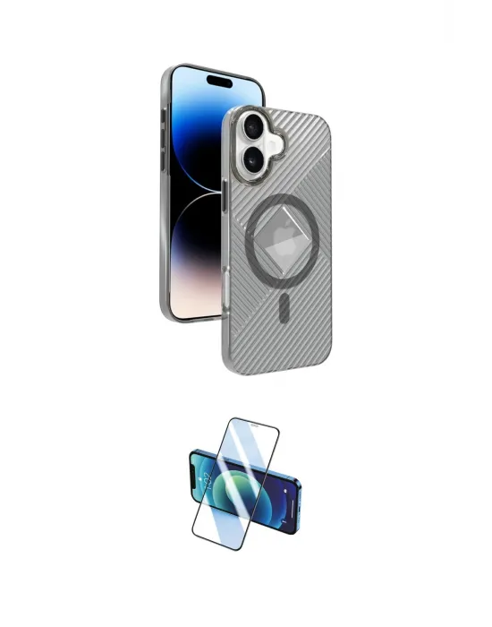 ieg™ iPhone 16 Kılıf Nova Modern Prime - Siyah 3D Antistatik Seramik Nano Ekran Koruyucu