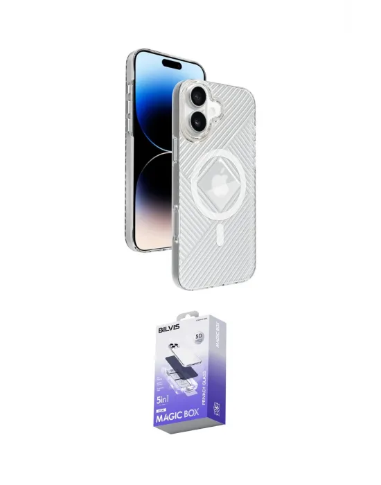 ieg™ iPhone 16 Kılıf Nova Modern Prime - Siyah Bilvis 5in1 5D Magic Hayalet Cam Ekran Koruyucu