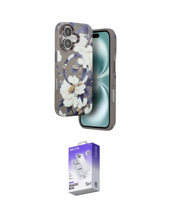 ieg™ iPhone 16 Kılıf Siluet Doku - Siyah Bilvis 5in1 3D Magic Cam Ekran Koruyucu