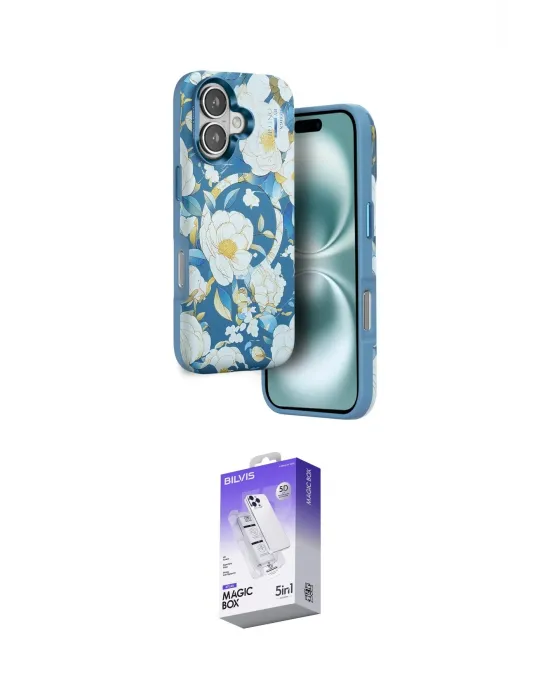 ieg™ iPhone 16 Kılıf Siluet Doku - Siyah Bilvis 5in1 3D Magic Cam Ekran Koruyucu