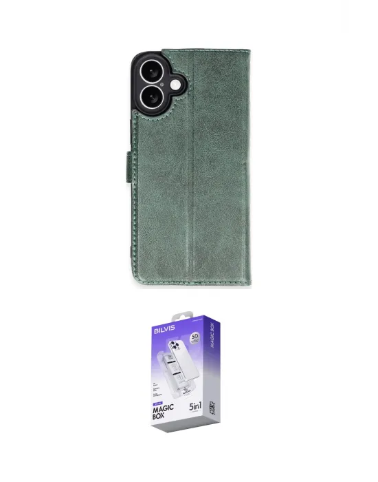 ieg™ iPhone 16 Kılıf Siluet Işık Serisi - Siyah Bilvis 5in1 3D Magic Cam Ekran Koruyucu