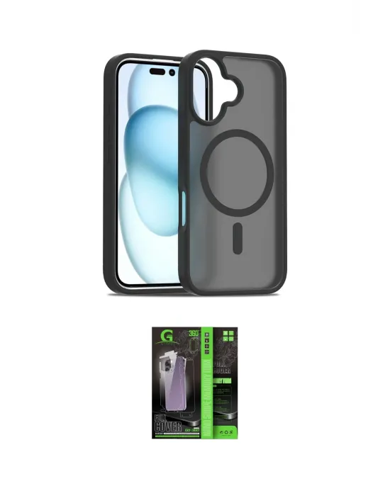 ieg™ iPhone 16 Kılıf Siluet Minimal Prime - Şeffaf 360 Full Body Arka Koruyucu