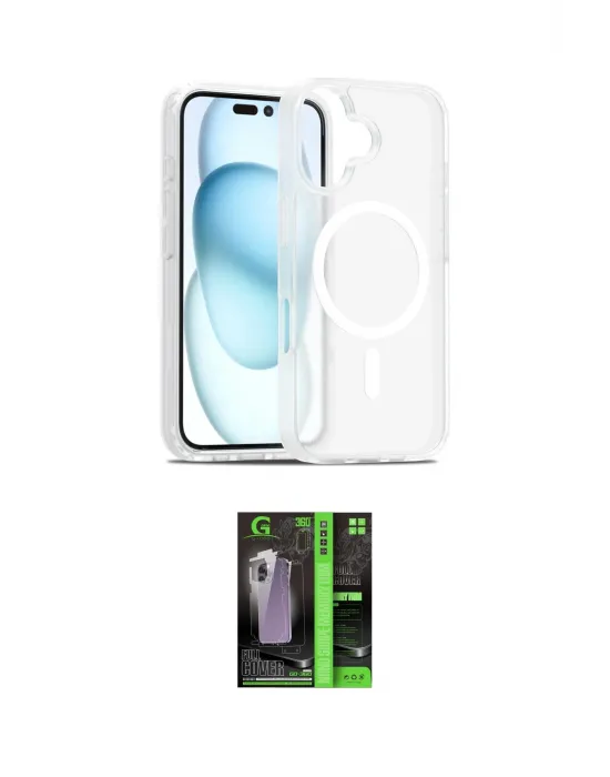 ieg™ iPhone 16 Kılıf Siluet Minimal Prime - Şeffaf 360 Full Body Arka Koruyucu