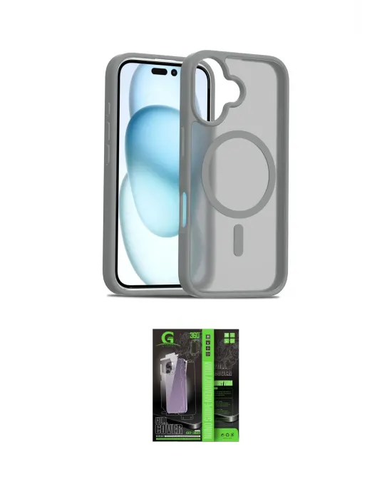 ieg™ iPhone 16 Kılıf Siluet Minimal Prime - Şeffaf 360 Full Body Arka Koruyucu